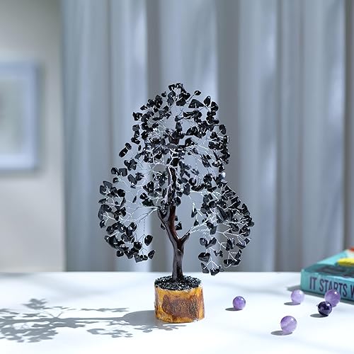 Miniatura 4 de PYOR - Turmalina negra, árbol de la prosperidad feng shui, regalos espirituales, decoración para hogar y oficina, cristales reales, suministros