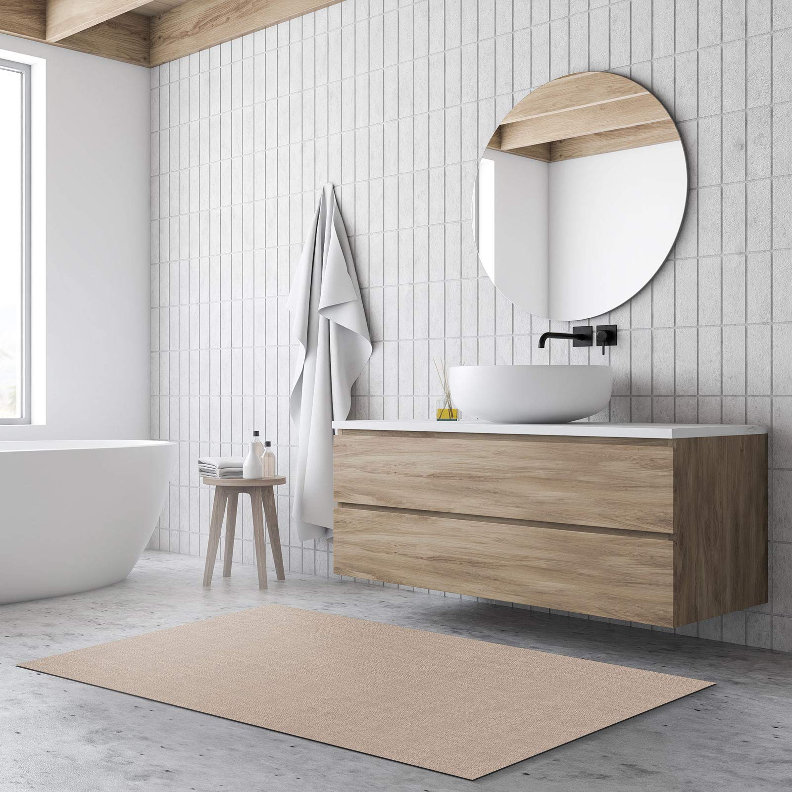 Floordirekt Alfombrilla de baño, antideslizante y de secado rápido, alfombrilla de baño para el baño, alfombra de baño de vinilo disponible en 17 diseños y muchos tamaños (90 x 150 cm, Verona)