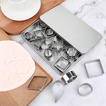 Cookie Cutters,Stainless Flower Cookie Cutter,Geometric Shapes Cookie Cutters for Bakingfor Cutting Mould Cookie Pastry Fruit (30)