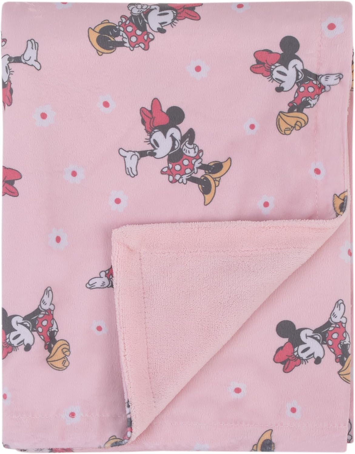 Minnie Mouse Hello Gorgeous Pink and White Deluxe Reversible Super Soft Baby Blanket