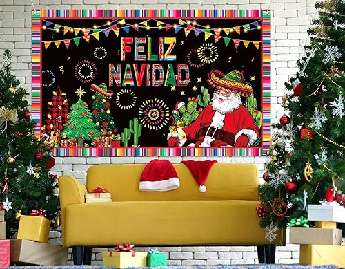 Miniatura 2 de Nepnuser Feliz Navidad - Telón de fondo para cabina de fotos, decoración de pared para interiores y exteriores (7 x 5 pies)