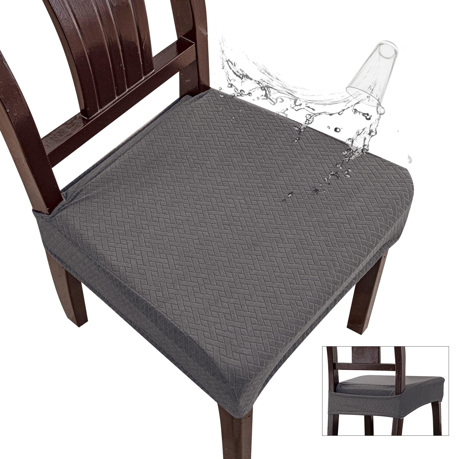 Genina Waterproof Seat Covers for Dining Room Chairs, Rear Covered