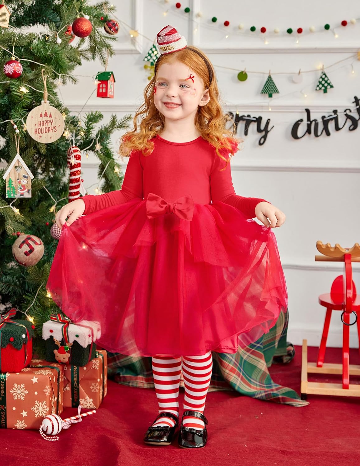 Arshiner Toddler Girls Tutu Dress Princess Tiered Tulle Long Sleeve Bowknot Birthday Party Dresses - Image 4