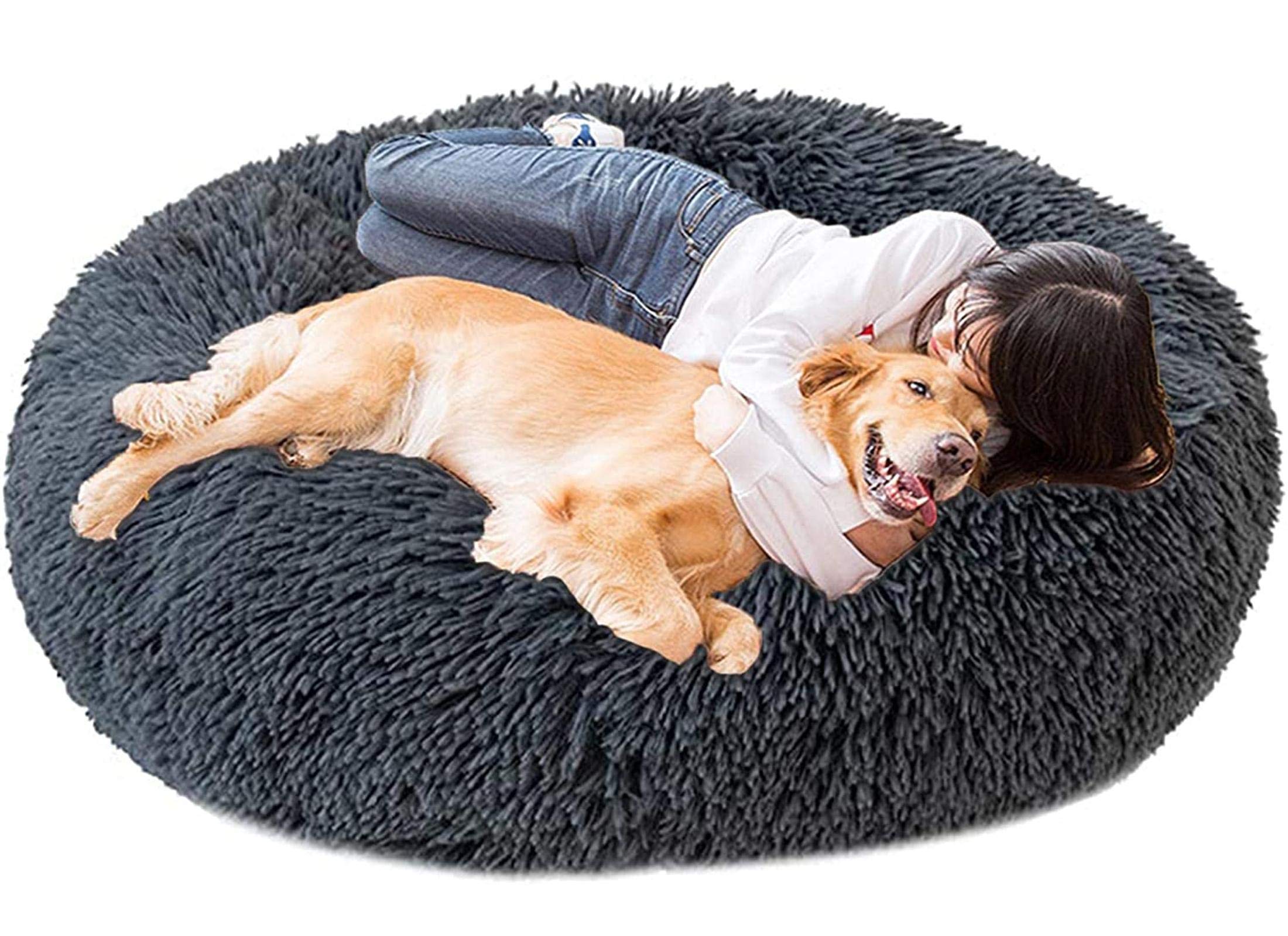 LINRUI Memory Foam Hundebett Oval XL – Orthopädisch, Wasserabweisend, Flauschig, Für Große Hunde