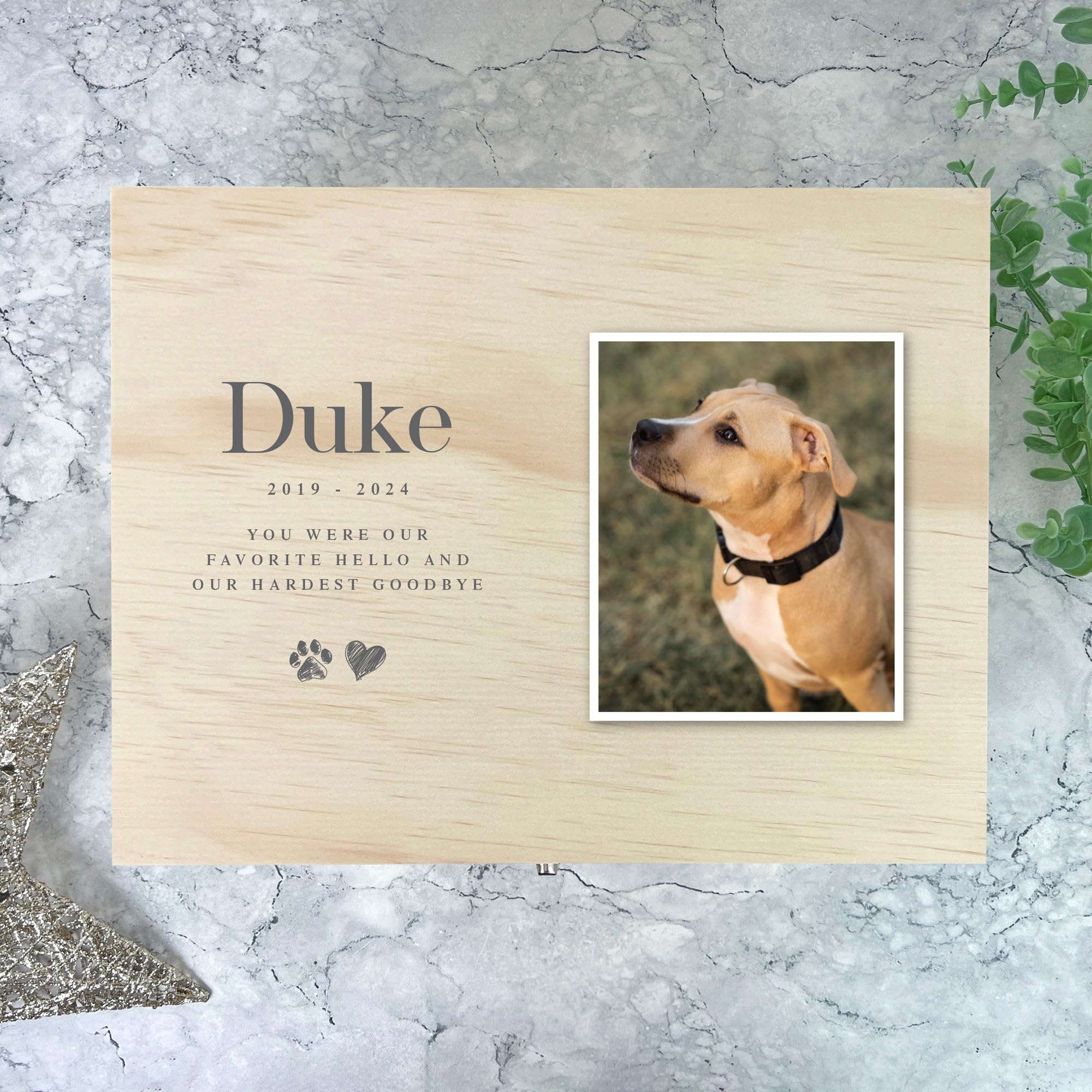 Scatola commemorativa per animali domestici, in legno, con cerniere e chiusura in metallo, 30 x 23 x 18 cm