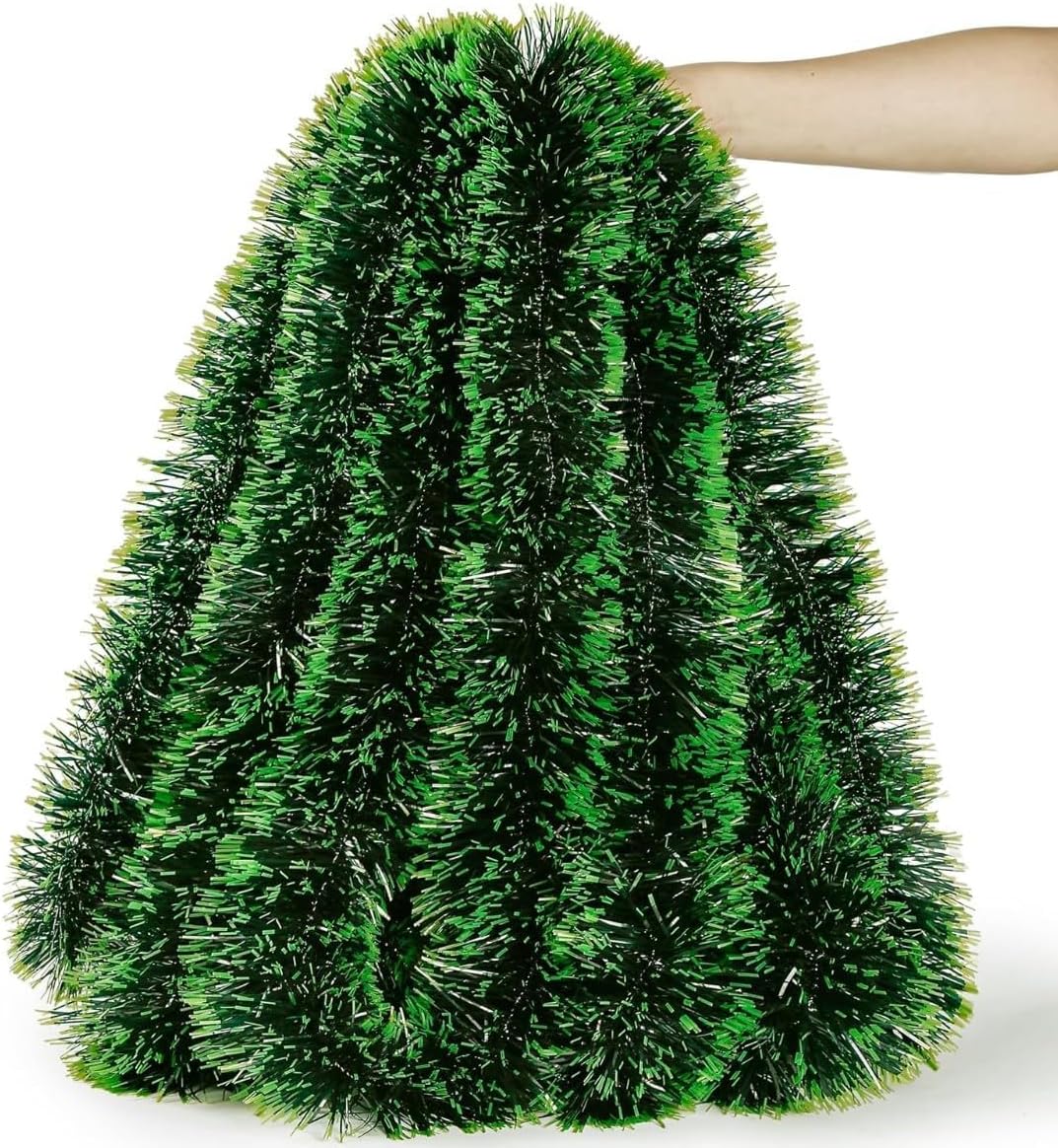 5ft Long; 2inch Wide_Green_ 20 Pc_Garland for Christmas Ornaments Home Decoration Artificial Tinsel Garland Heavy Strings,Ribbon for Xmas,Party,Gift,Decor Indoor Outdoor Starts@199