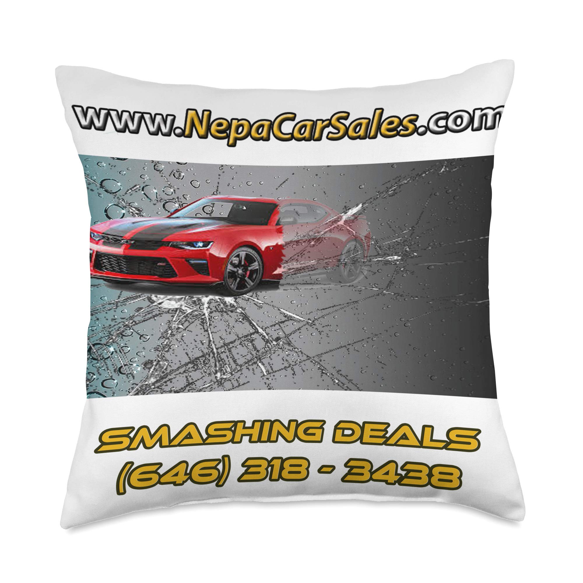 Nepa Smashing Deals North East PA Car Sales Throw Pillow, 18x18, Multicolor