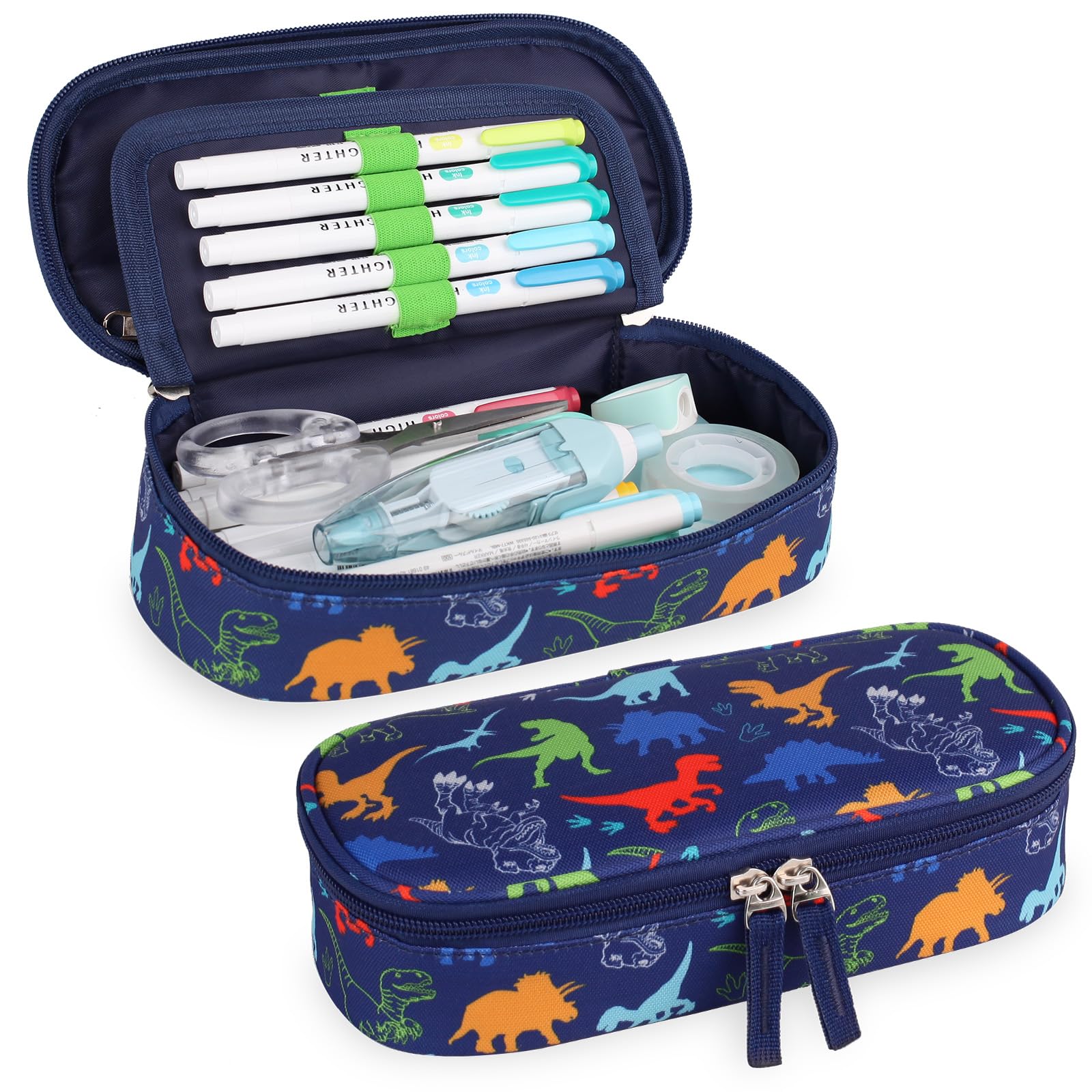 Bunnychill Pencil Case for Boys,Large Capacity Multi-slot Kids Mark Pouch, Adult Big Pencil Bag with Zipper, Teens Large Storage Pencil Box for School