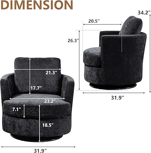 Miniatura 2 de Silla giratoria decorativa, sillas giratorias redondas de felpilla de 31.9 pulgadas de ancho para sala de estar, cómoda y moderna silla giratoria de