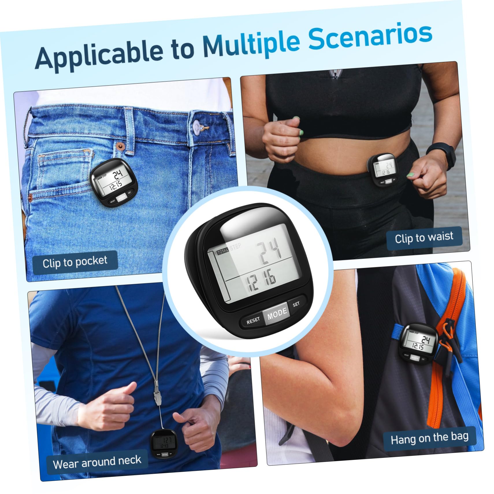 Generic Senior Step Counter 3D Sensor Pedometer Clip on Portable Easy to Use Track Daily Steps
