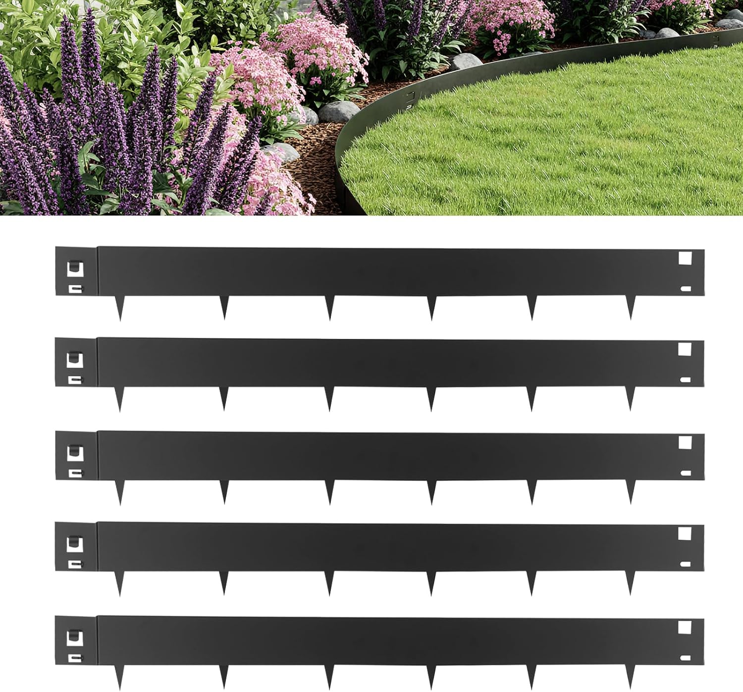 Galvanized Steel Landscape Landscape Edging (5-Pack) 4.6 inch Hammer-in Metal Landscaping Edging for Yard Pathway & Flower Beds 3.25ft Each Lawn Edge Yard Pathway Divider