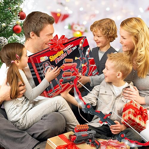 Miniatura 8 de SpringFlower 2 juegos de arco y flecha con luz LED, 2 pistolas de dardos de espuma para niños de 5, 6, 7, 8, 9, 10 años en adelante, juego de tiro