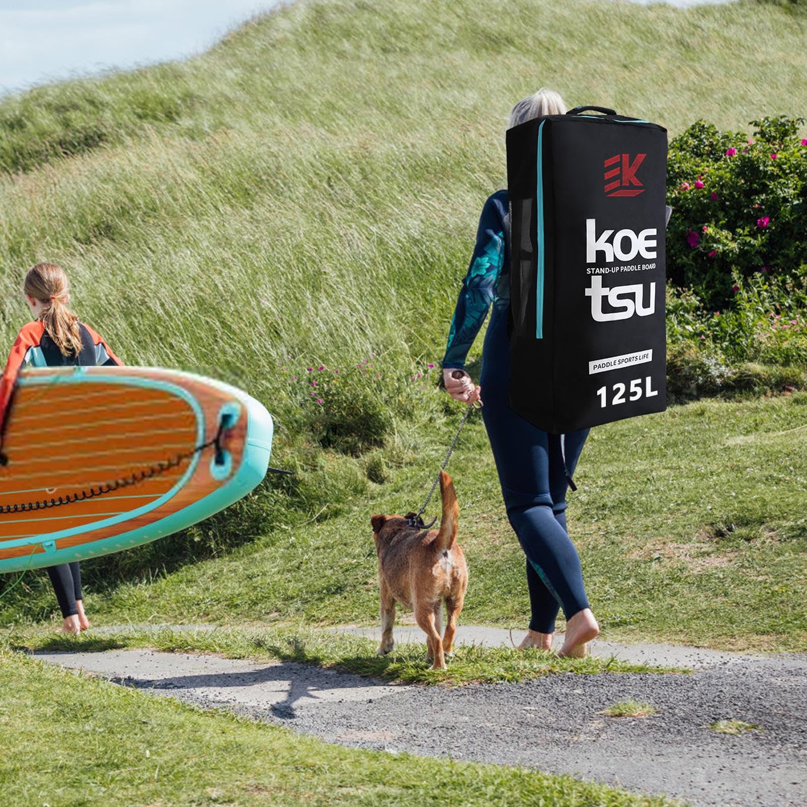 Borsa Gonfiabile per Paddle Board - Zaino Impermeabile da 125 Litri per Kayak, Rafting, Canottaggio - Zaino da Viaggio con Copertura Imbottita in Schiuma per Stand up Paddle Gonfiabile