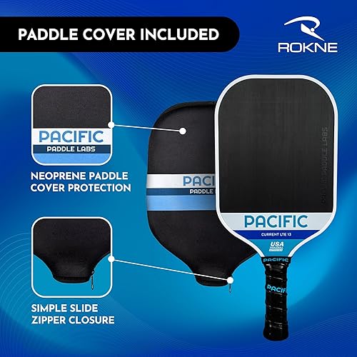 Miniatura 5 de PACIFIC PADDLE LABS Paleta de pickleball actual, fibra de carbono cruda, opciones de 0.51 pulgadas y 0.63 pulgadas, raqueta de pickleball aprobada