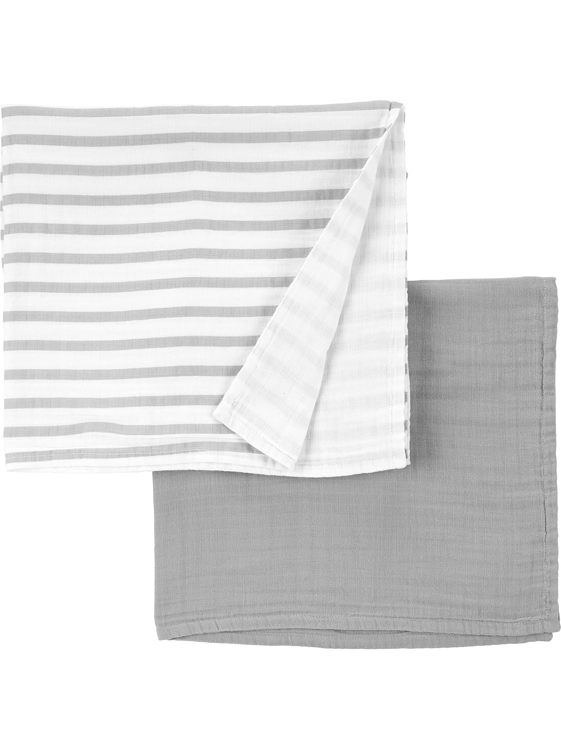 Simple Joys by Carter'sBaby 2-Pack Cotton Gauze Blanket, Grey/White Stripes, One Size (Pack of 2)OEKO-TEX STANDARD 100