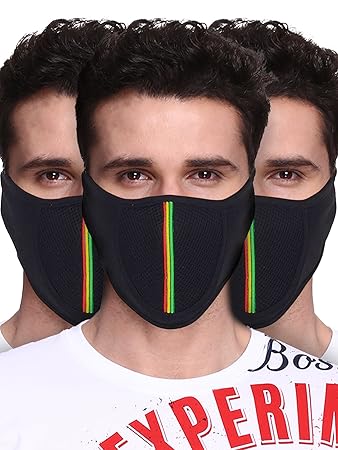 Big Tree Pro Bike Riding & Cycling Anti Pollution Dust Sun Protecion Half Face Cover Mask (Black) (Pack of 3)