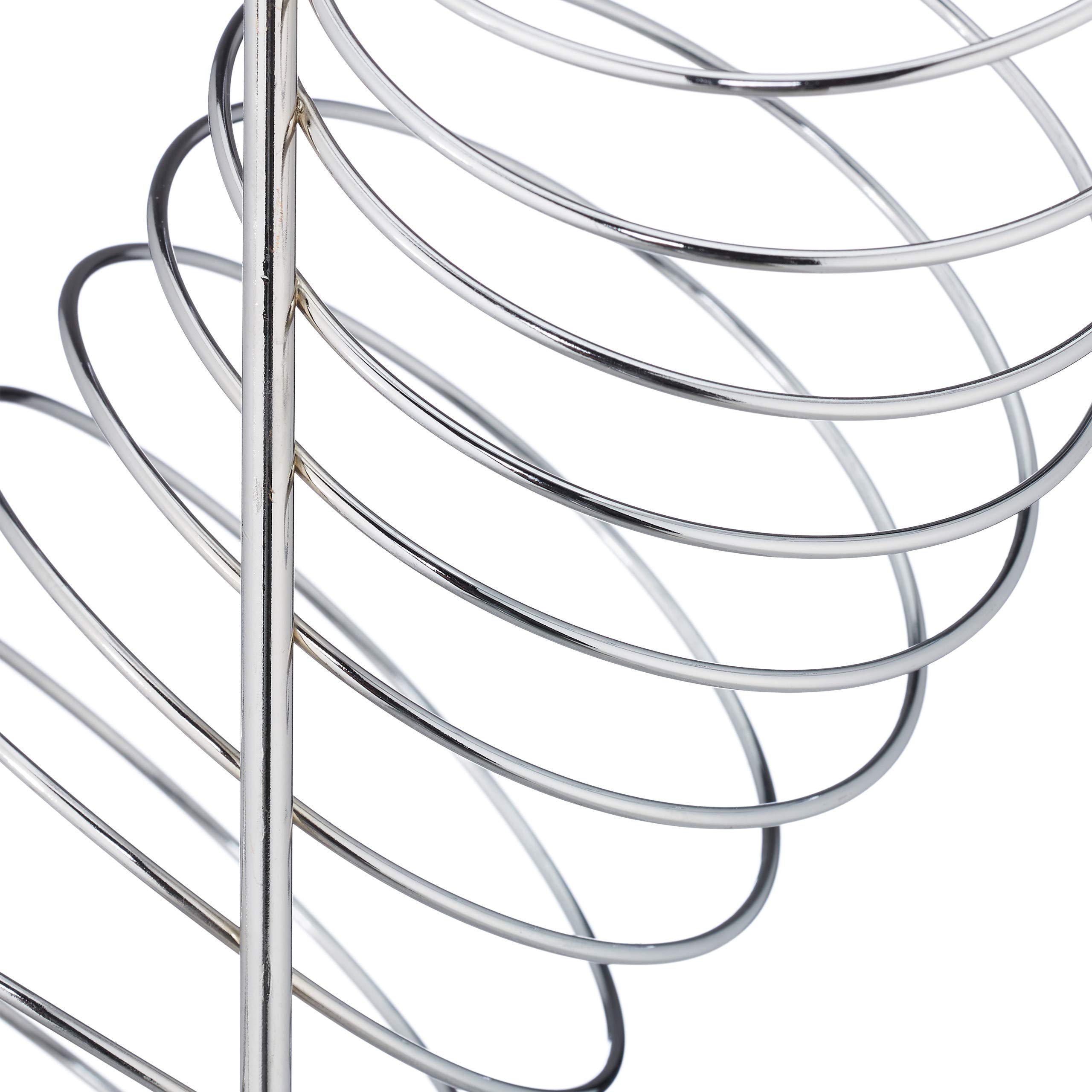 Relaxdays Portafrutta a Spirale in Metallo, Cestino per Arance e Mele, Per 7 Frutti, HxLxP: 48 x 21 x 21 cm,argento