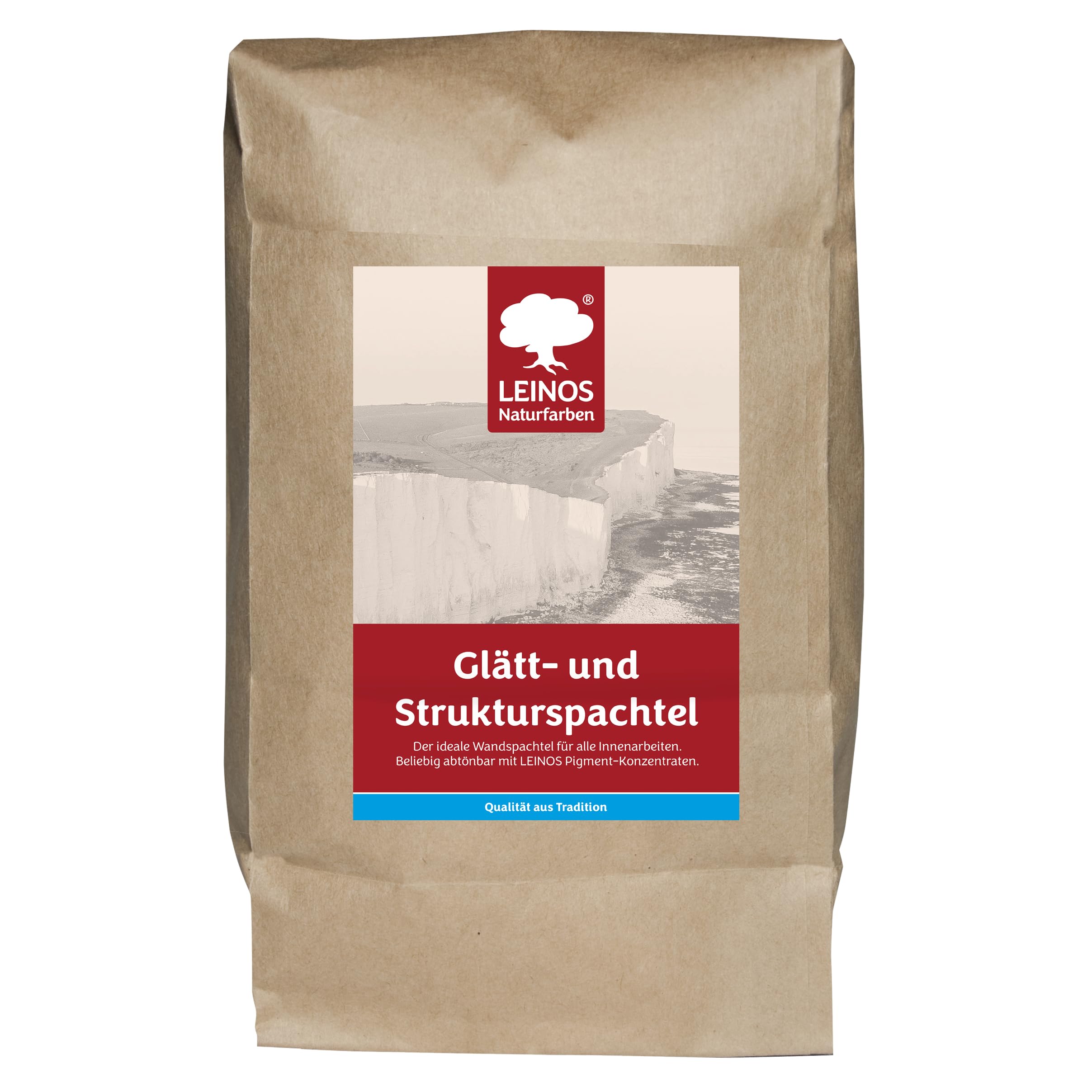 LEINOS Glätt- und Strukturspachtel 684, weiß – Feine Spachtelmasse für Wand & Decke innen, lösemittelfrei, atmungsaktiv, gebrauchsfertig, für Lehmputz, Kalk, Gips, Altanstrich, strukturierbar – 1 kg