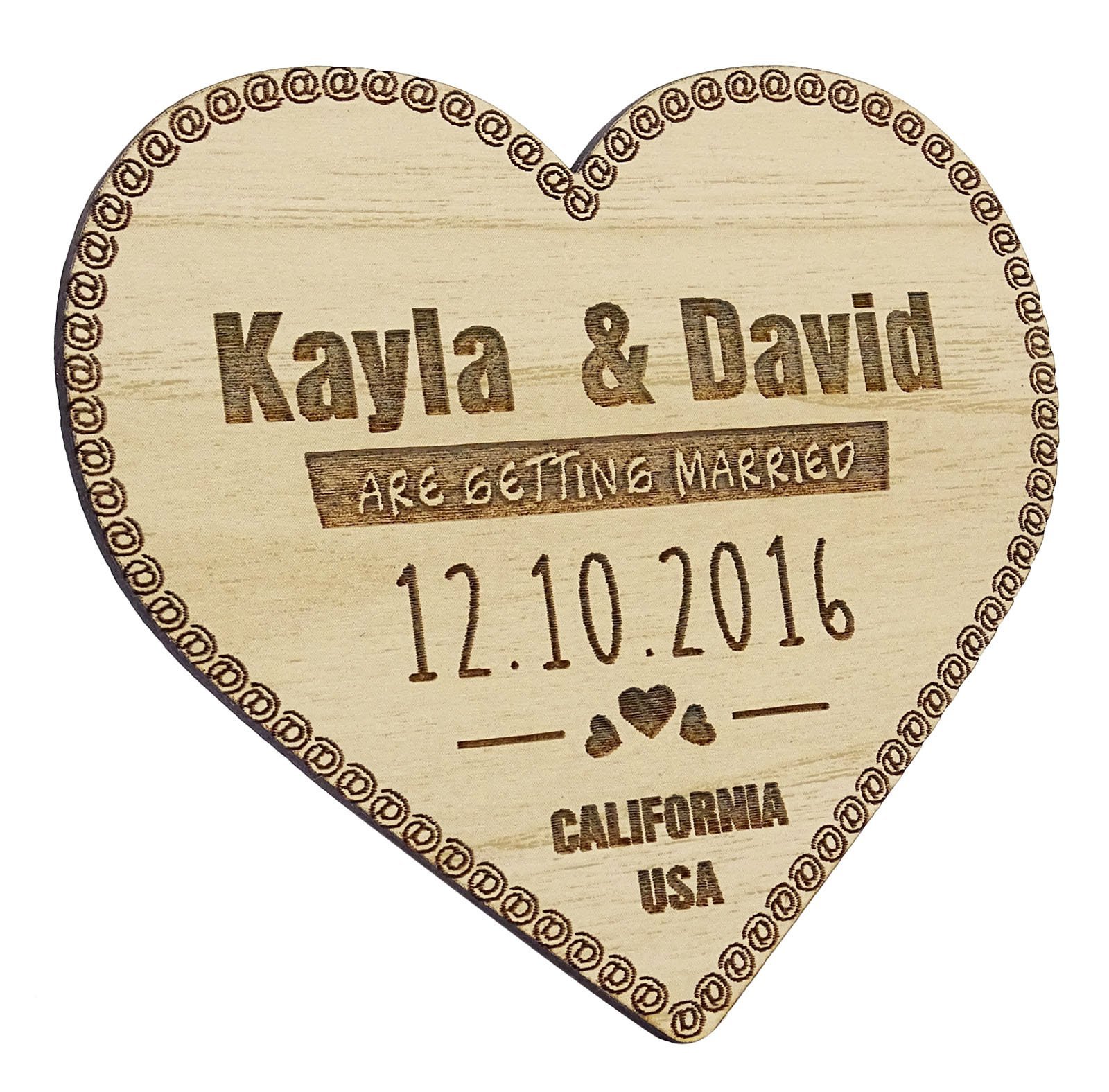Save the date aimant en bois personnalisé mariage pour ne pas oublier