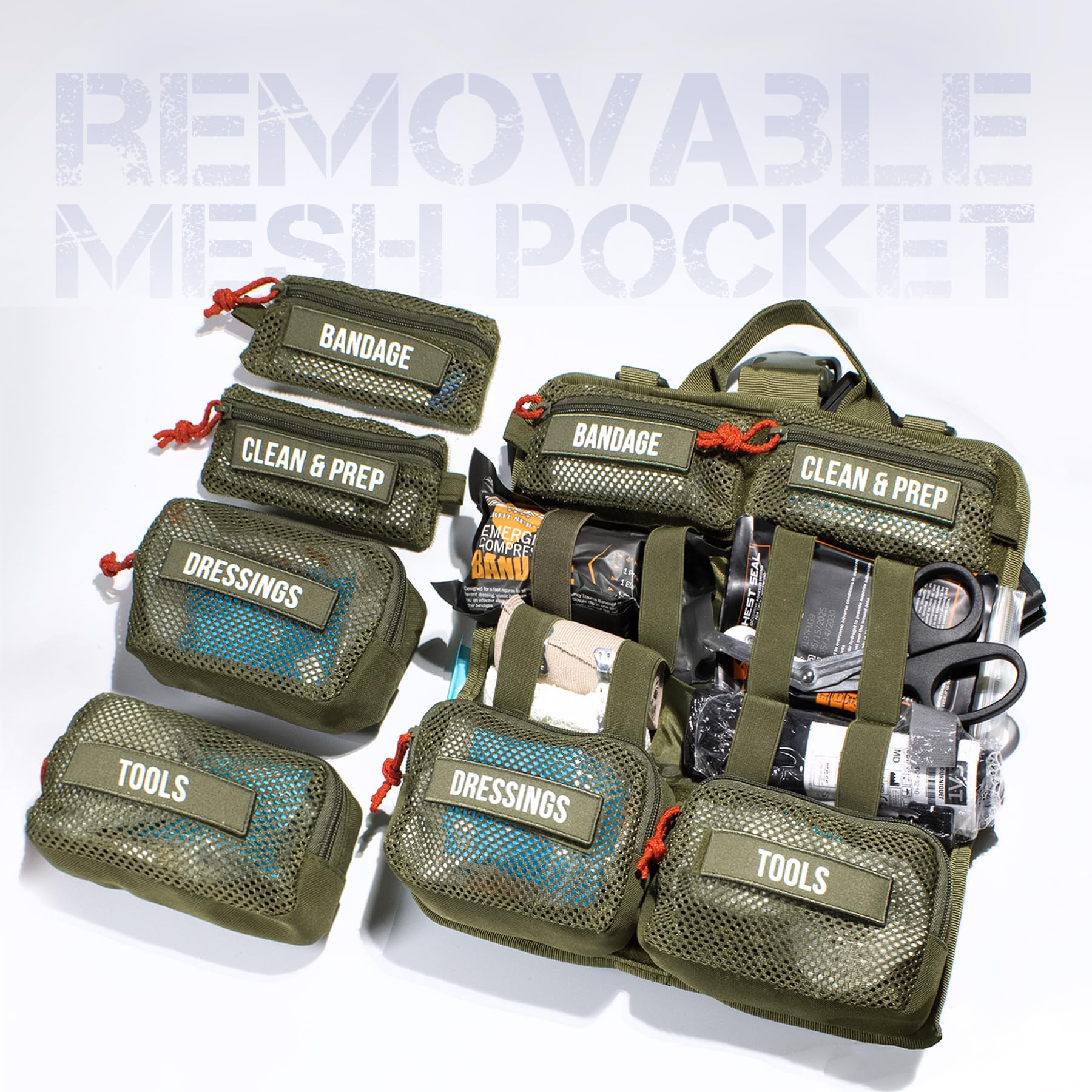EVERLIT Kit di primo soccorso arrotolabile per traumi con laccio emostatico tattico IFAK, kit medico di emergenza per esterni, veicoli e casa, borsa Molle a sgancio rapido per i primi soccorritori