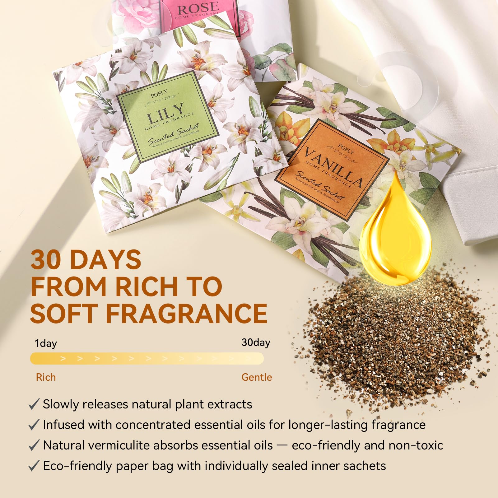 Paquete de 12 sobres perfumados de Gardenia para cajones y armarios, bolsas de larga duración, desodorizantes de cajones, aromas frescos, fragancia para el hogar para amantes (Gardenia)
