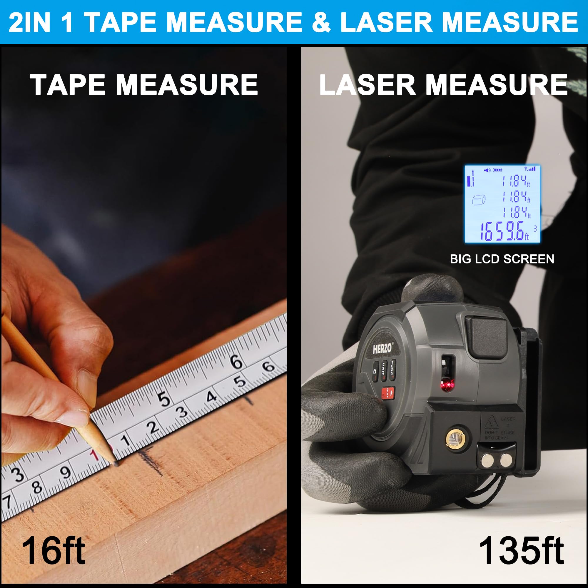 Aicevoos Metro A Nastro Con Laser 60 M 3 In 1 - Con Display LCD - Foto 5