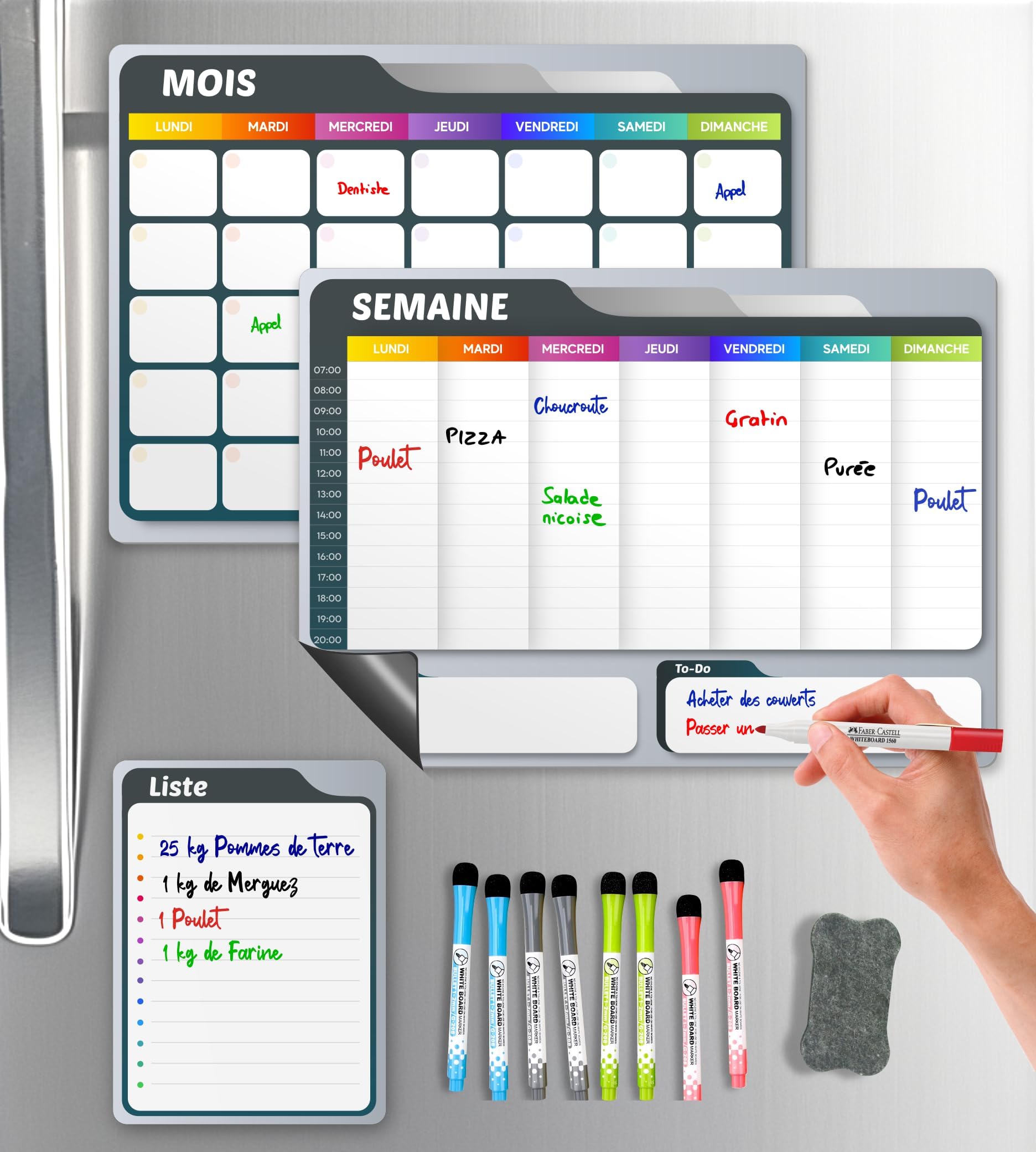 Tableau Magnétique Planificateur A3 Pour Frigo – Organisation Familiale, Listes, Menus, Notes