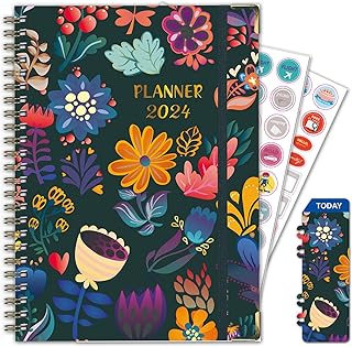2024 8.5 * 6.2 * 0.35in Week to View, Monthly & Weekly Planner with Tabs, Notes Contact UK Holiday, Wirebound Personal Organiser Life Book, Jan - Dec