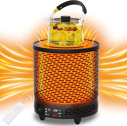 Calentador de espacio, calentadores eléctricos con control de voz para uso en interiores, calentamiento rápido de 360 de 1500 W, calentador portátil