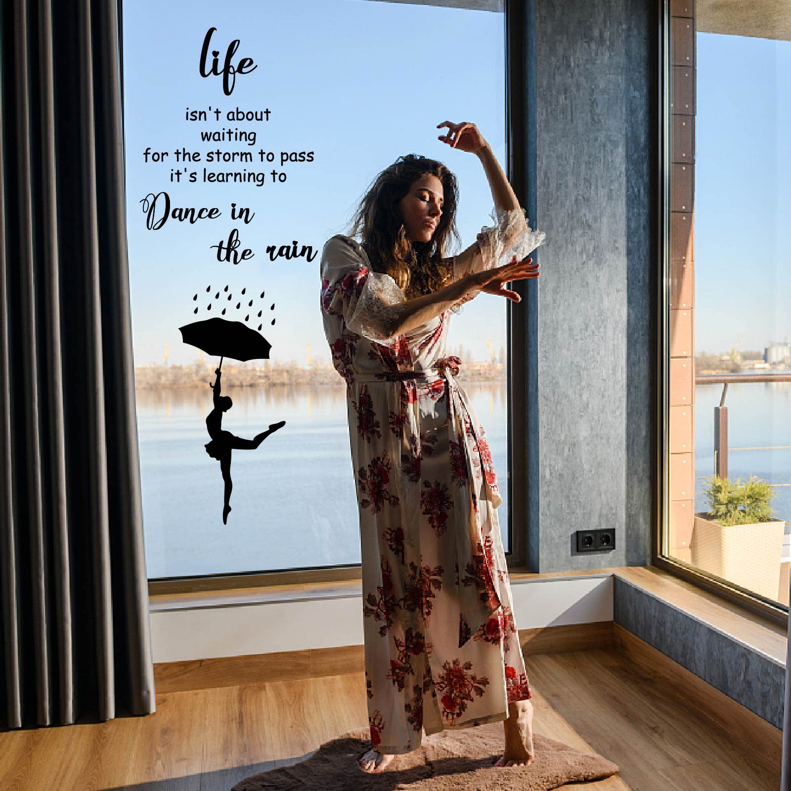SUPERDANT Adesivi Murali Danza Sotto La Pioggia Citazioni Motivazionali Adesivi Murali Dire Decorazioni Da Parete Decorazione per Soggiorno Camera Da Letto 35x60 cm