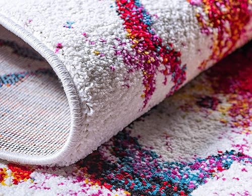 Miniatura 6 de Unique Loom colección Lyon - Alfombra abstracta y moderna, Polipropileno, Marfil  Rosa