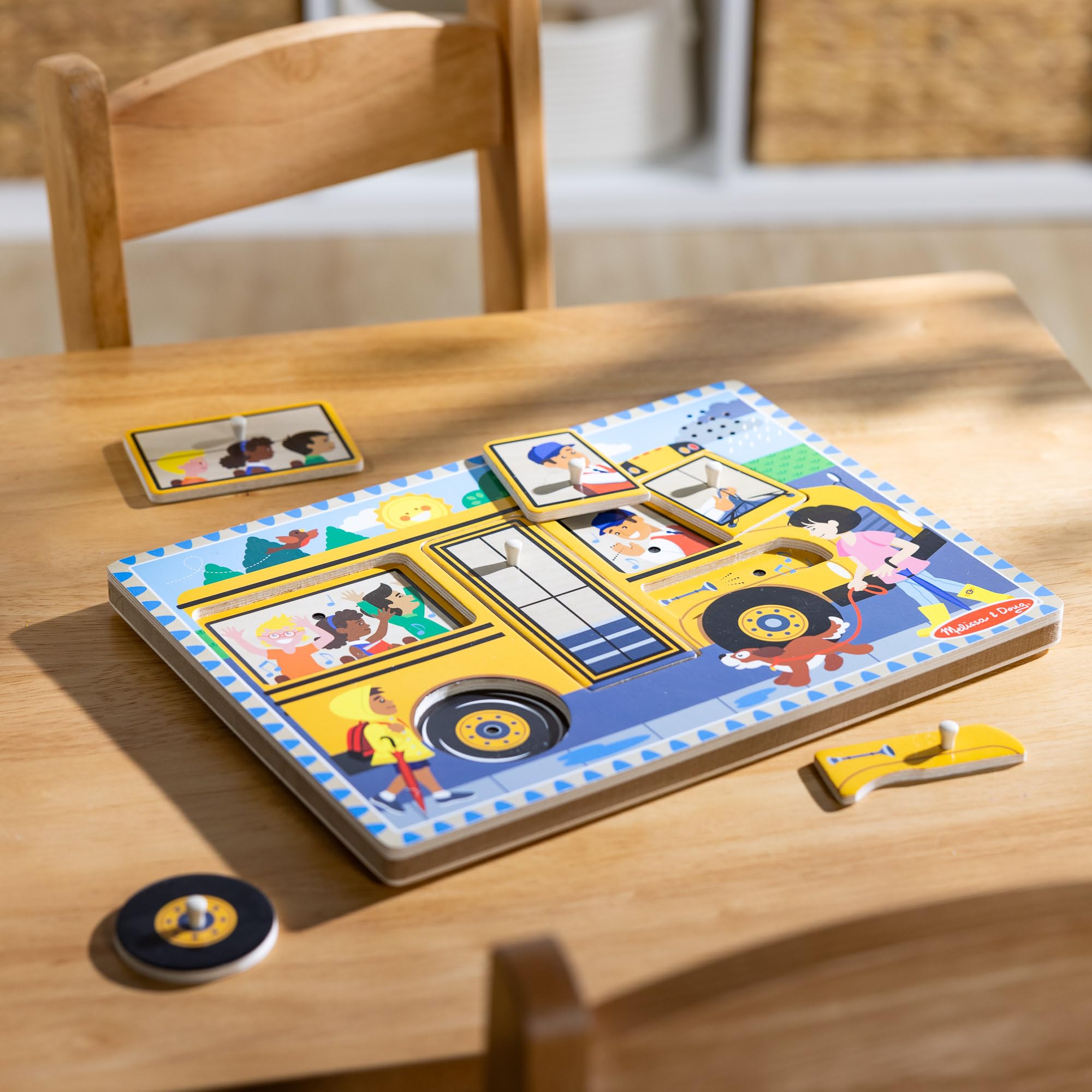 Melissa & Doug Puzzle in Legno per Bambini, L'autobus parlante, Puzzle sonoro, Incastri, 2 Anni Pezzi Grandi, Gioco Bambino, Regalo Bimba