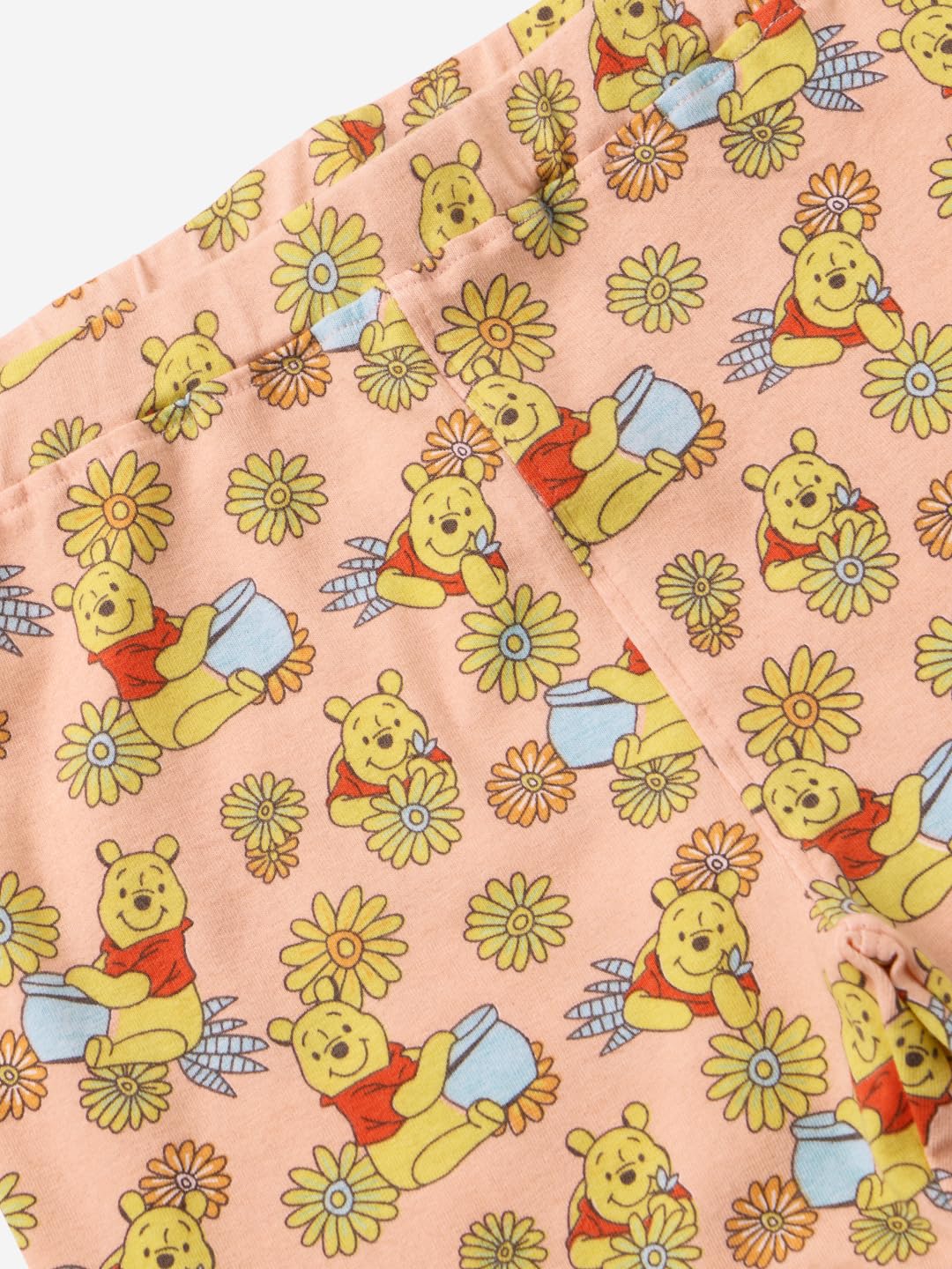 The Souled Store Winnie The Pooh: Pot of Honey Girls Orange All Over Stampato Leggings in cotone (2-8 anni)
