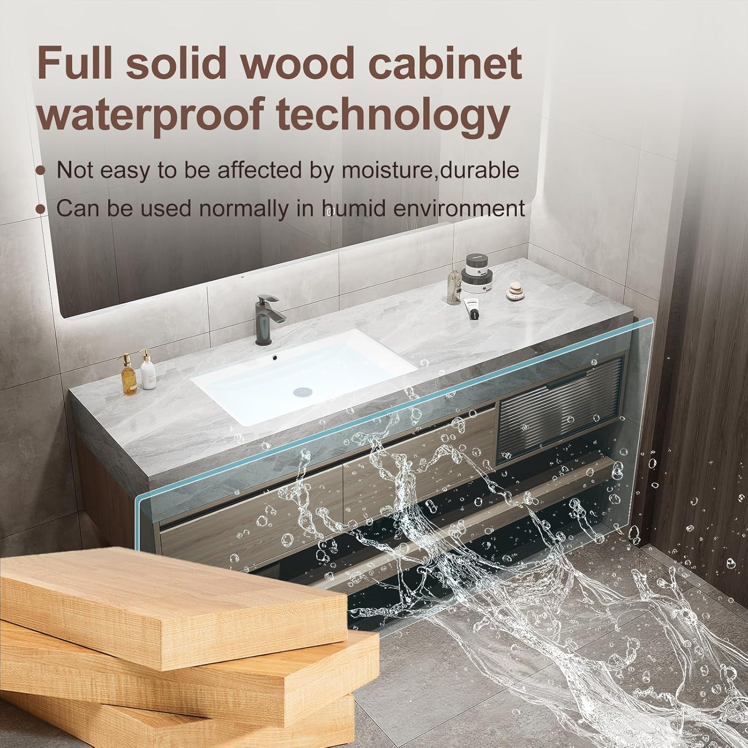 Oneroom Vessel Sink Bathroom Vanity, Bathroom Vanities with Sink Vanity Sink,Lighted Vanity Mirror Wall Mounted & Giant Mirror, Mirror with Light
