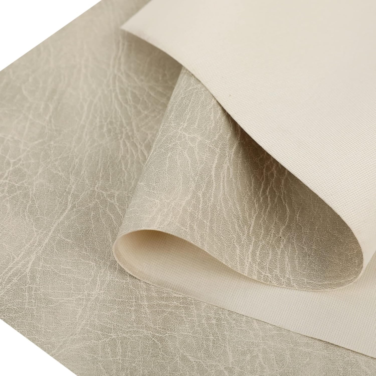 Faux Leather Leatherette Vinyl Leather Cloth Upholstery Fabric Material.Width140 (Ivory, 4.Metres)