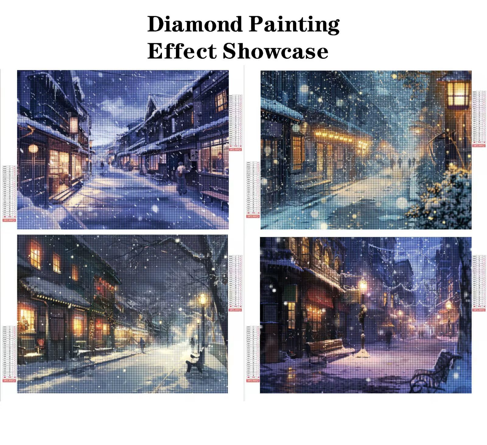Diamond Painting Eckige Steine 4er set Diamond Painting Winter 60x40cm 2026 New DIY Malen Nach Zahlen Erwachsene,Bastelset Kinder ab 6 Jahre,Kleine Geschenke für Frauen,Freunde,Mädchen (Stadt-6) K-a11