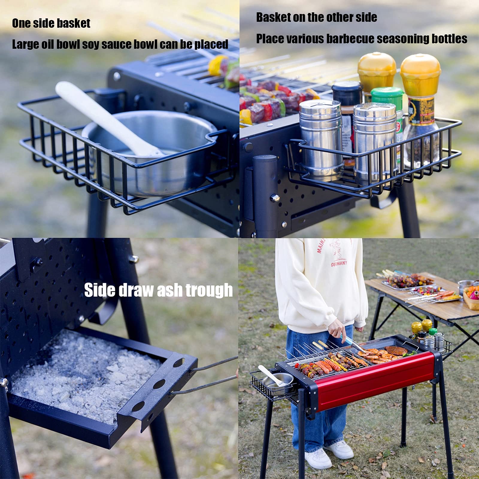 FAXIOAWA Griglia a Carbone, Mini Grill Griglia da Campeggio Pieghevole con Pala a Forchetta, Set di Attrezzi per Barbecue Portatile, Griglia per Barbecue dal Design Compatto