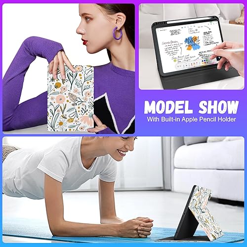 Miniatura 10 de Funda para Samsung Galaxy Tab A8 de 10.5 pulgadas para niños, niñas, folio para mujeres, diseño floral femenino, bonita, adolescente, floral, única,