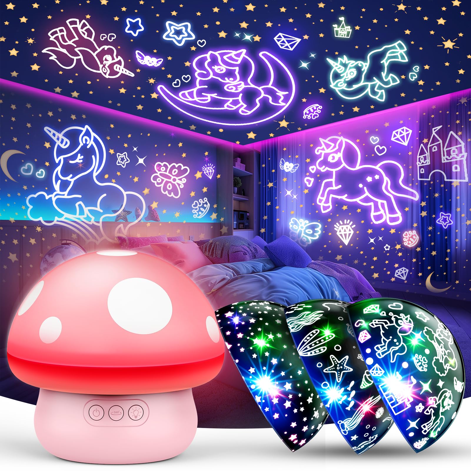 Unicorno Giocattoli Bambina 2 3 4 5 6 Anni, Luce Notturna Bambini Unicorni Giochi Creativi Bambina 2 3 4 5 Anni Lampada Notturna per Bambini Regalo Bambina 2-7 Anni Giocattoli Bambini 3-9 Anni