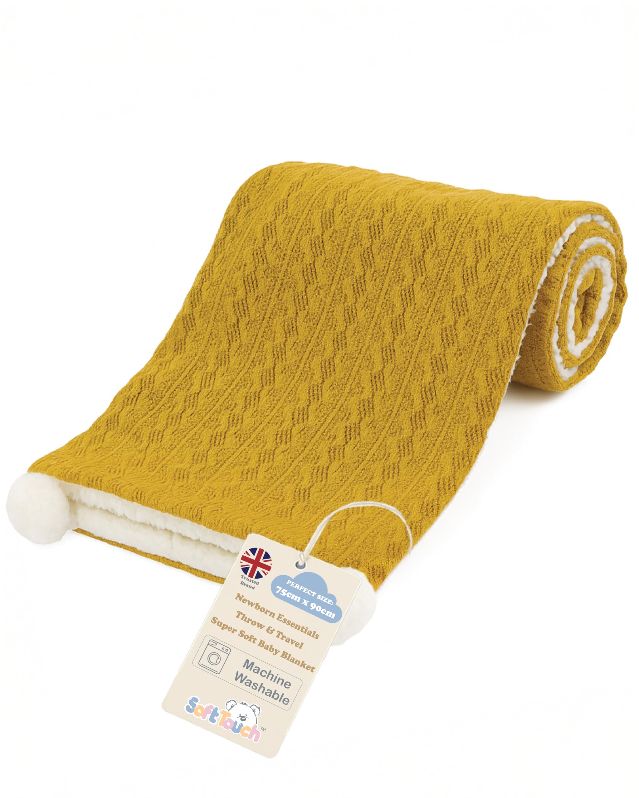Soft Touch Newborn Essentials Cable Knit Baby Blanket with Sherpa Lining - Super Soft, Cosy, and Warm Blanket for Infants, Perfect for Swaddling and Cuddling โ image 1