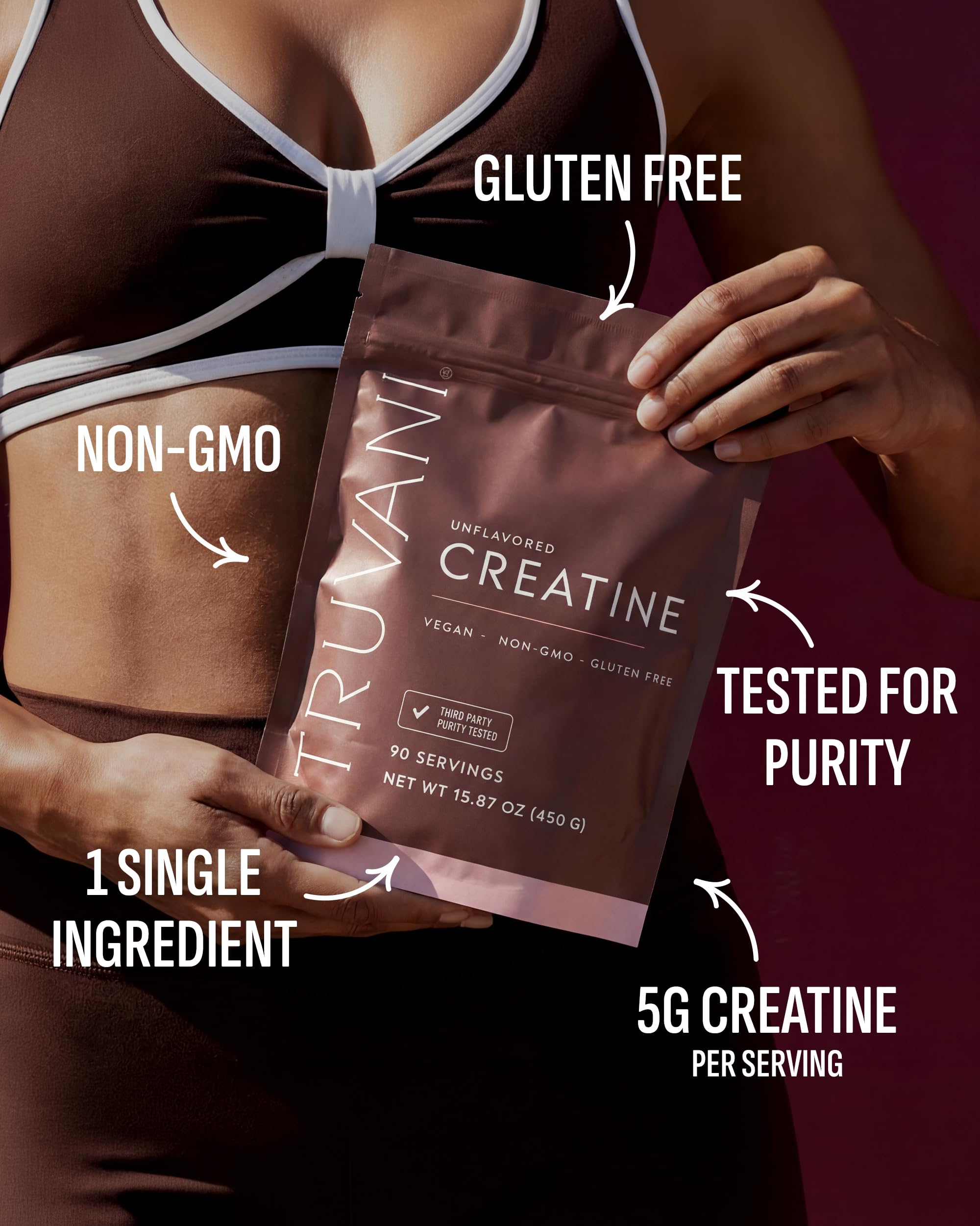 Truvani Creatine Monohydrate Powder | 5g Pure Creatine Per Serving | Third Party Tested | 90 Servings | Supports Strength and Cellular Energy | No Fillers | Women and Men - 3