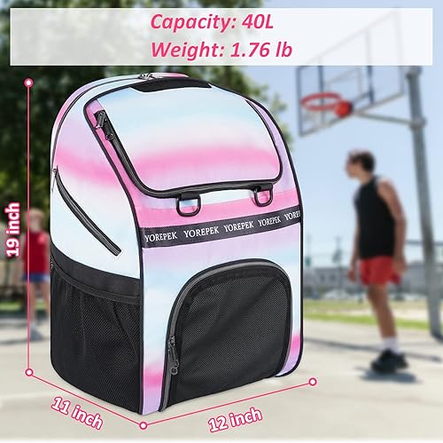 Miniatura 2 de YOREPEK Bolsa de baloncesto, mochila de baloncesto grande con compartimento para zapatos y soporte para pelotas para hija e hijo, bolsa de fútbol