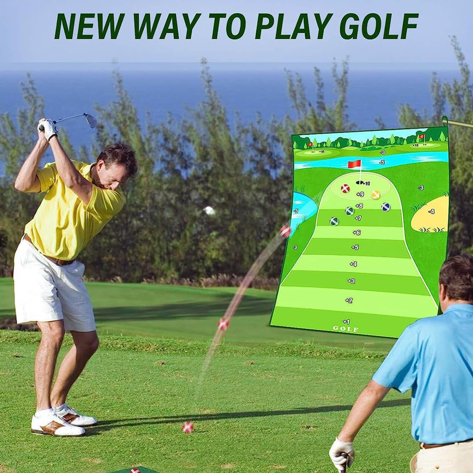 Set da Gioco di Golf Battle Royale Casual, Tappetino da Gioco per Scheggiare Il Golf, 20 Palline da Golf, per Adulti, Famiglie, Casa, Giardino E Ufficio,1.2 * 1.8m/3.9 * 5.9ft