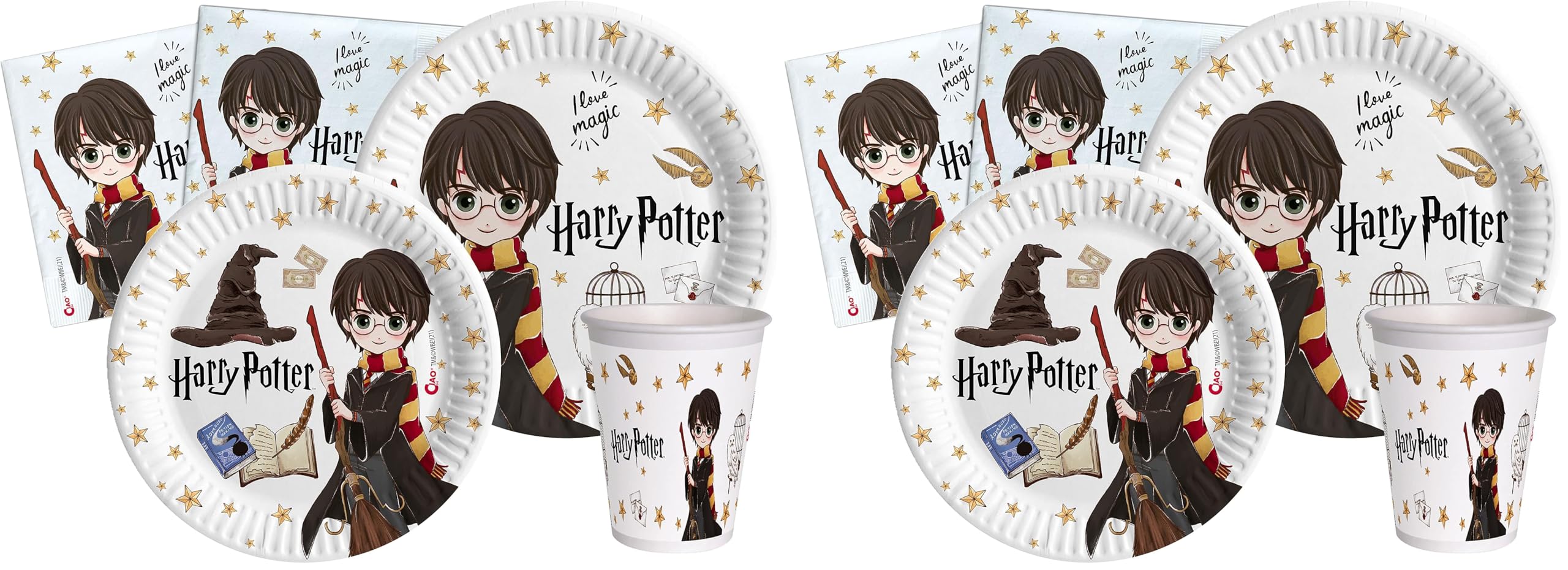 Vajilla de fiesta Harry Potter eco-friendly de papel compostable con vasos y platos 8