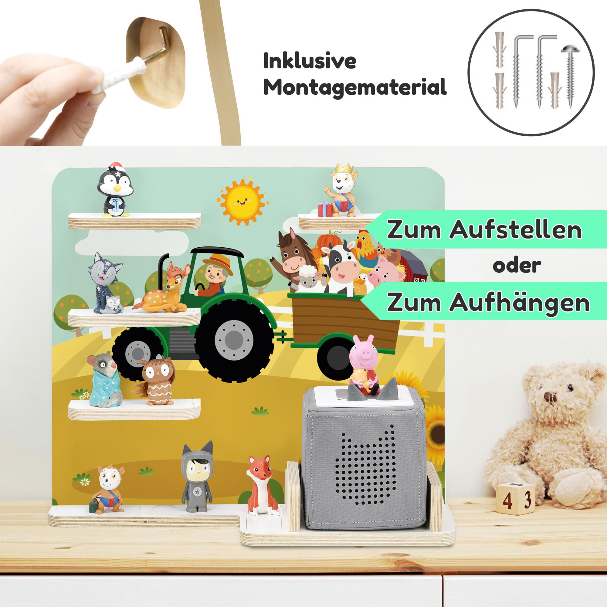 stadtecken® Children's Shelf for Music Box Suitable for Toniebox and Approx. 35 Tonies, Perfect Storage for Children's Room - Image 3