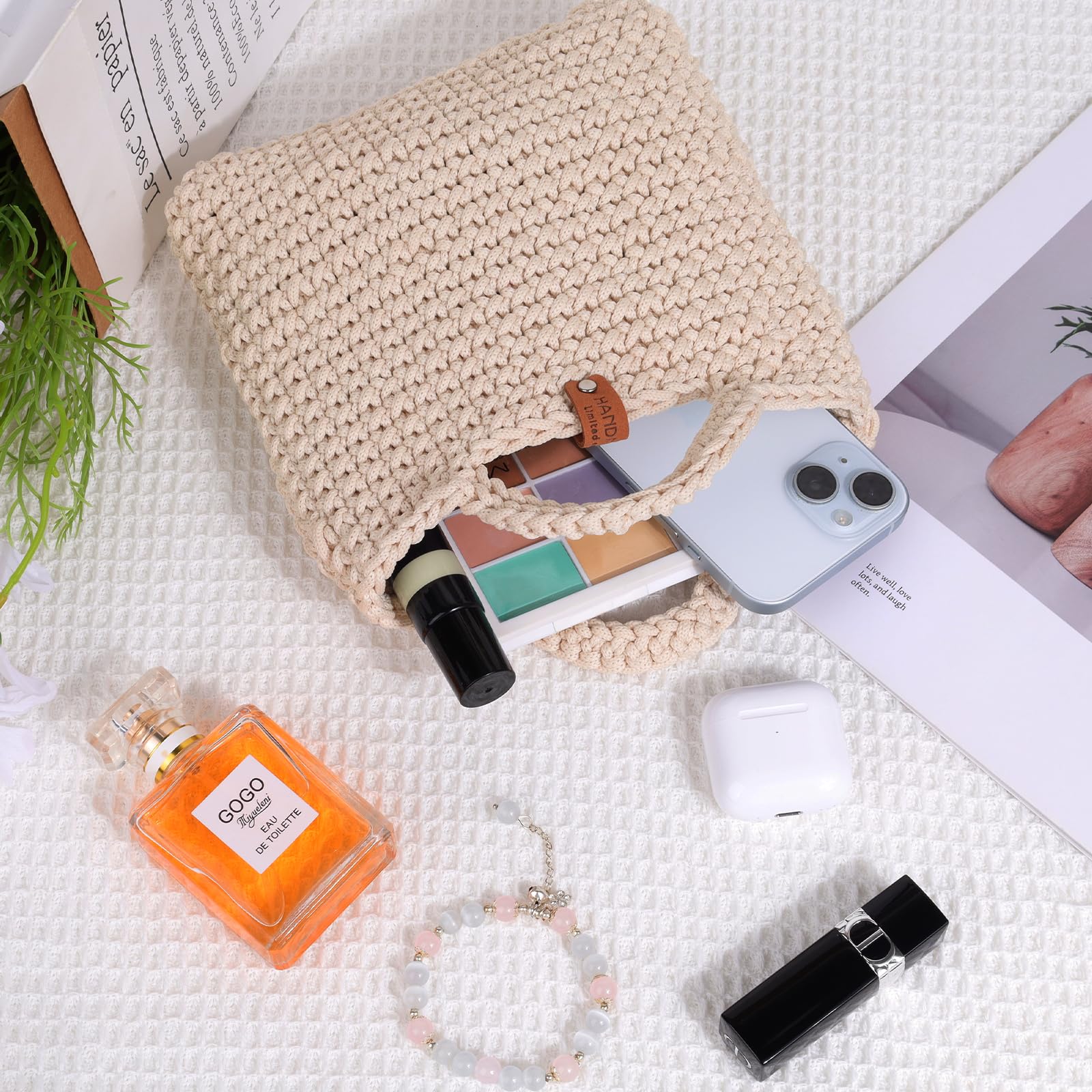 Coopay Set uncinetto per principianti, borsa per uncinetto con ago da 4,5 mm, istruzioni, lana da 5 mm di spessore per uncinetto piccola borsa a mano, regali creativi per figlie, famiglia e amici