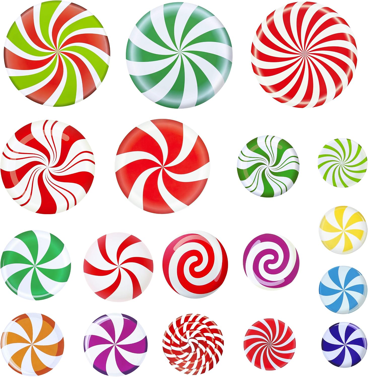 Peppermint Floor Decals, 18Pcs Self-Adhesive Christmas Floor Stickers, Floor Window Clings for Christmas Decoration Wall Decals Xmas Candy Floor Party Supplies
