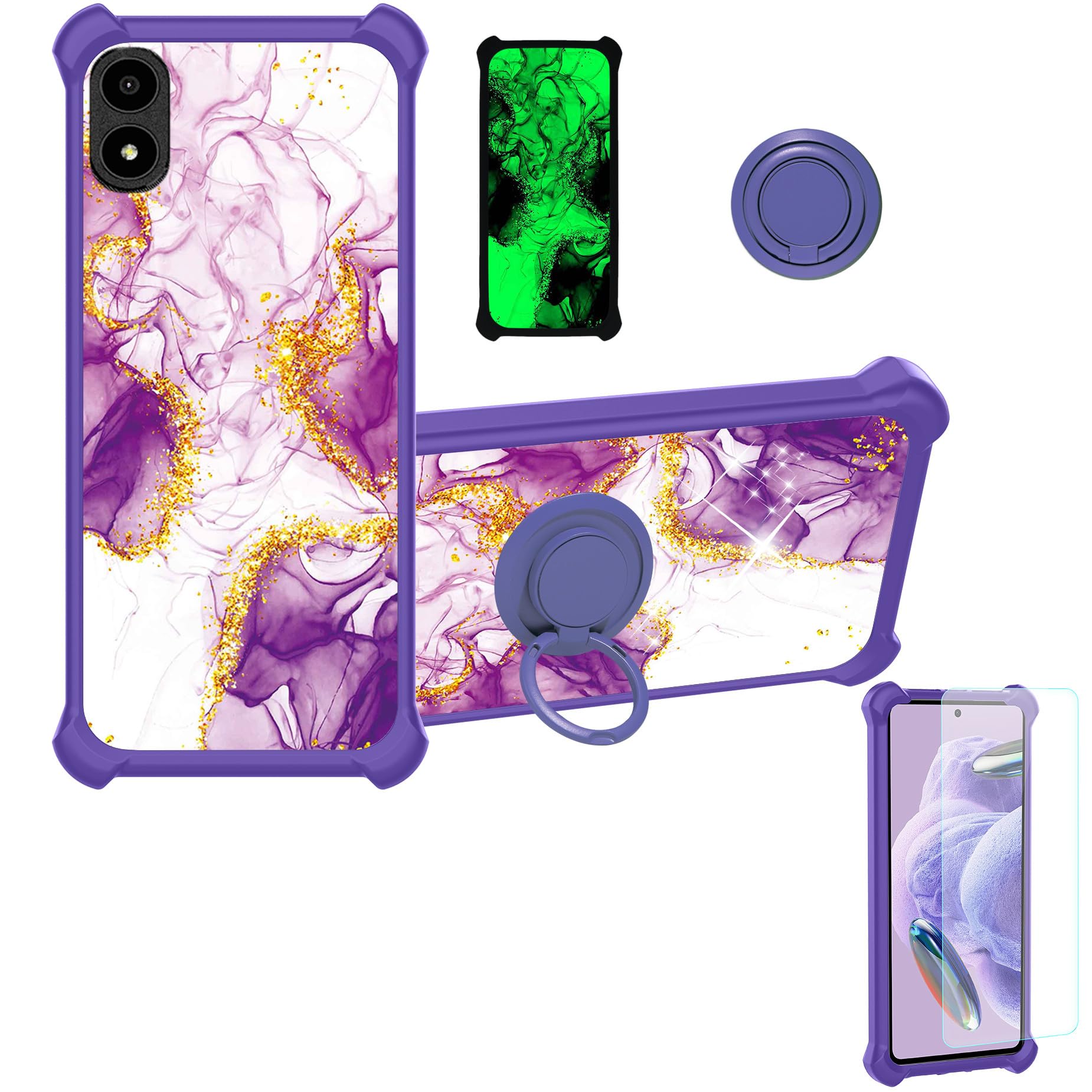 Amazon.com: Case Compatible for AirVoice A67L Phone Case Cover [with 1*  Tempered Glass Screen Protector][Hard PC + Soft Silicone][Ring Support]  [Gold Glitter+Luminous] JSZ-ZDL : Cell Phones & Accessories