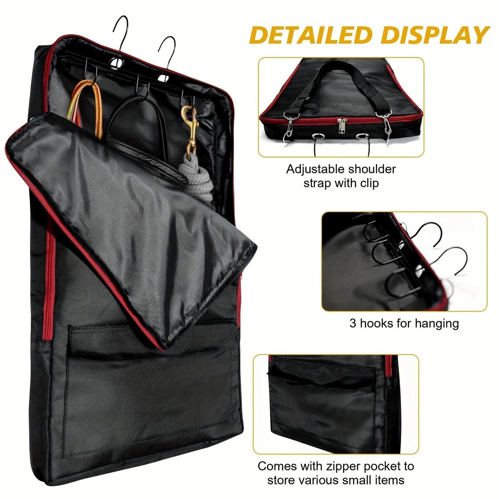 Bridle Bag - Bolsa de transporte para caballos con bolsillos con cremallera, correa de hombro ajustable reutilizable, multiusos, impermeable, organizador estable, suministros ecuestres para