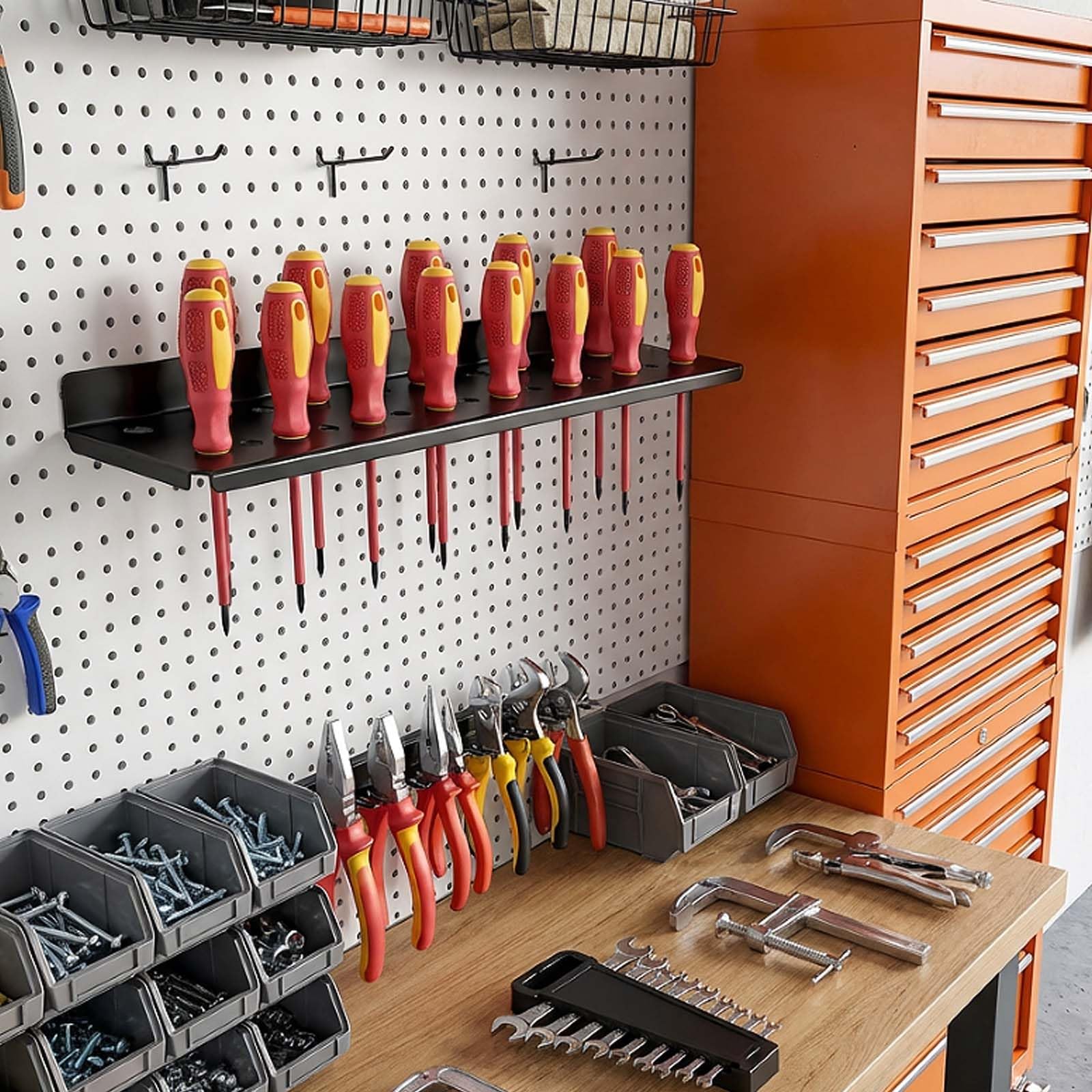 Porte Outils Mural - Support Tournevis en Métal avec 25 Emplacements - Rangement Pratique et Espace Optimisé pour Garage, Atelier et Travaux